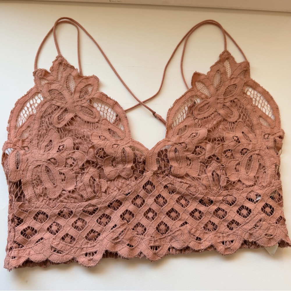 Free People Smocked Bralette/ Crop Top in Dusty Mauve